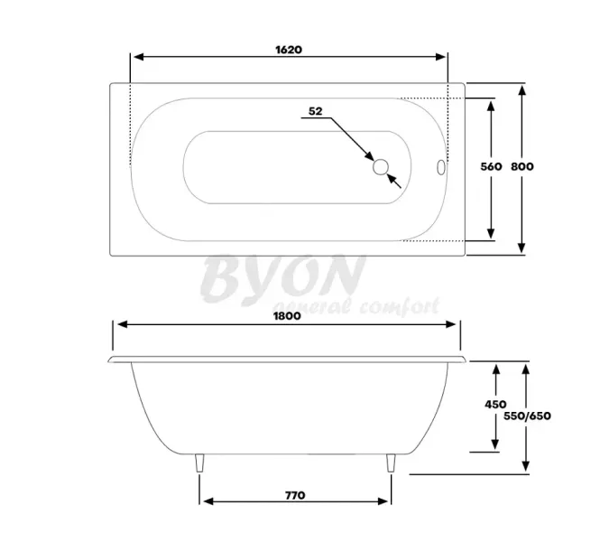 ВАННА чугунная BYON 13M - 180*80, изображение 7