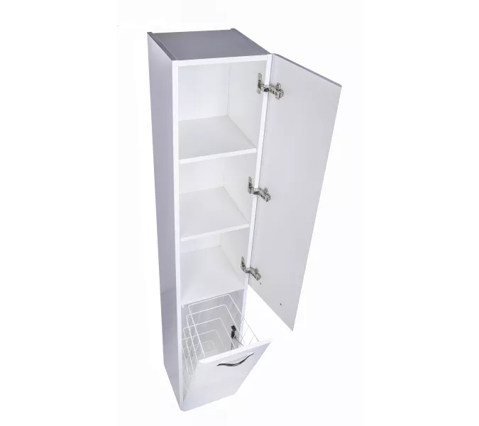 Пенал-колонна универсальная "Каре 30 " с корзиной, Люкс белая, PLUS, изображение 3