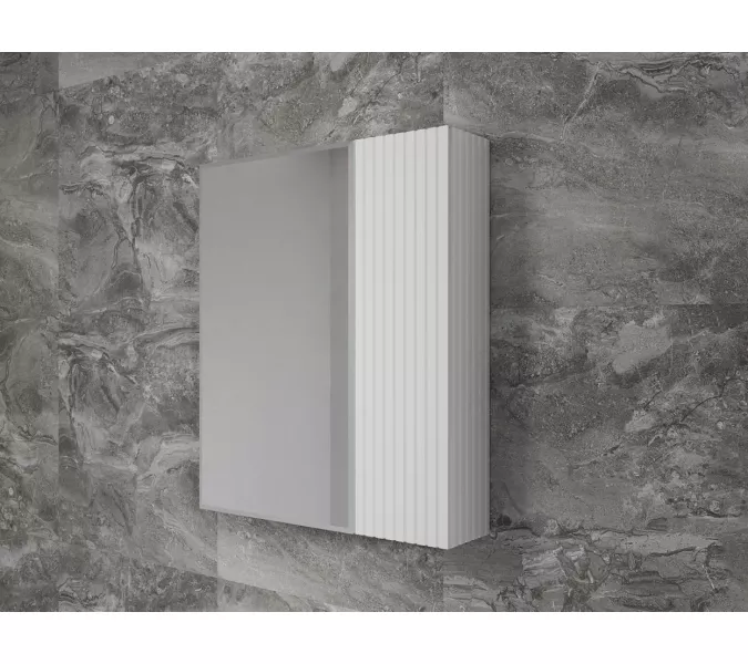 Зеркальный шкаф «Стокгольм»  белый рифленый софт, Выбрать цвет: Белый, Выбрать размер: 60, изображение 2