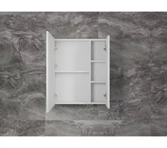 Зеркальный шкаф «Стокгольм»  белый рифленый софт, Выбрать цвет: Белый, Выбрать размер: 60, изображение 3