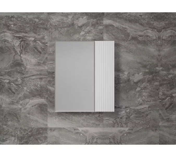 Зеркальный шкаф «Стокгольм»  белый рифленый софт, Выбрать цвет: Белый, Выбрать размер: 60