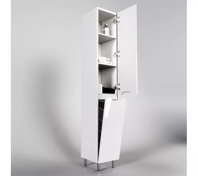 Колонна универсальная "Марелла" с корзиной, Люкс антискрейтч белый глянец, PLUS, Выбрать цвет: Белый глянец, Выбрать размер: 30, Ориентация: правая, изображение 3