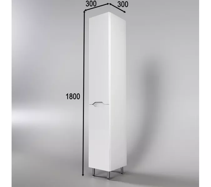 Колонна универсальная "Марелла" с корзиной, Люкс антискрейтч белый глянец, PLUS, Выбрать цвет: Белый глянец, Выбрать размер: 30, Ориентация: правая, изображение 2