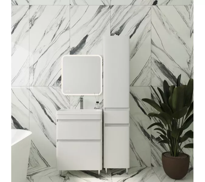 Тумба напольная с раковиной Style Line Атлантика белый, Выбрать цвет: Белый, Выбрать размер: 60, изображение 2