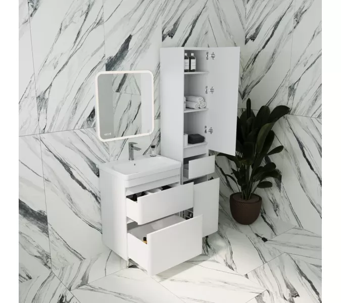 Тумба напольная с раковиной Style Line Атлантика белый, Выбрать цвет: Белый, Выбрать размер: 60, изображение 3