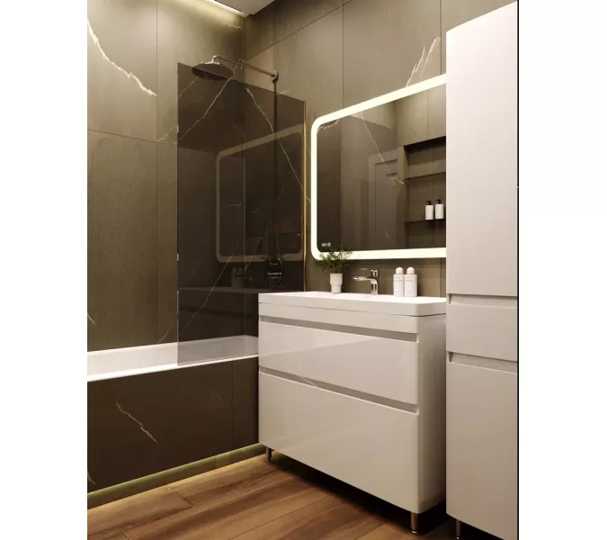 Тумба напольная с раковиной Style Line Атлантика 80 Люкс Plus бетон крем, Выбрать цвет: Бетон крем, Выбрать размер: 80, изображение 6