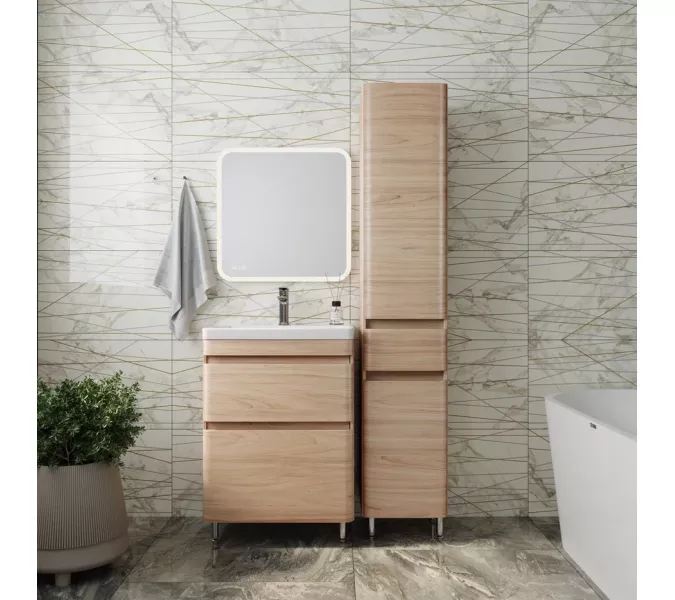 Тумба напольная с раковиной Style Line Атлантика, ясень перламутр, Выбрать цвет: Ясень перламутр, Выбрать размер: 60, изображение 4