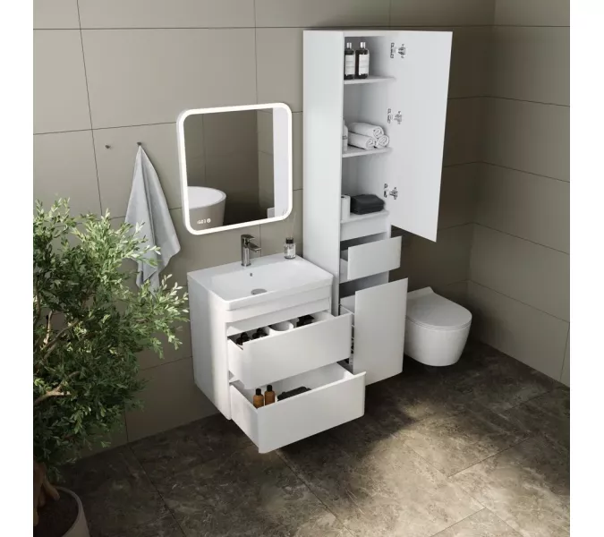 Тумба подвесная с раковиной Style Line  Атлантика, Выбрать цвет: Белый, Выбрать размер: 60, изображение 3