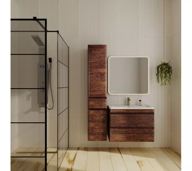 Тумба подвесная с раковиной Style Line  Атлантика, Выбрать цвет: Старое дерево, Выбрать размер: 80, изображение 2