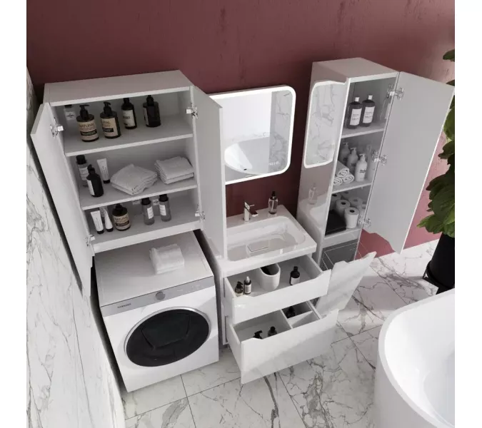 Тумба напольная с раковиной "Марелла " (2 ящ.) Люкс антискрейтч белый глянец, PLUS, Выбрать цвет: Белый глянец, Выбрать размер: 60, изображение 5