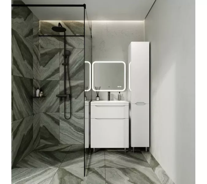 Тумба напольная с раковиной "Марелла " (2 ящ.) Люкс антискрейтч белый глянец, PLUS, Выбрать цвет: Белый глянец, Выбрать размер: 60, изображение 6