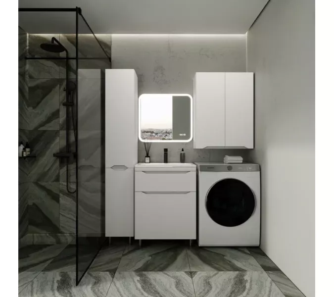 Тумба напольная с раковиной "Марелла " (2 ящ.) Люкс антискрейтч белый матовый, PLUS, Выбрать цвет: Белый матовый, Выбрать размер: 60, изображение 4