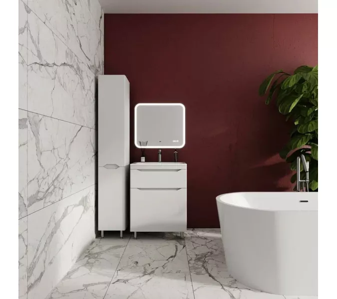 Тумба напольная с раковиной "Марелла " (2 ящ.) Люкс антискрейтч белый матовый, PLUS, Выбрать цвет: Белый матовый, Выбрать размер: 60, изображение 6