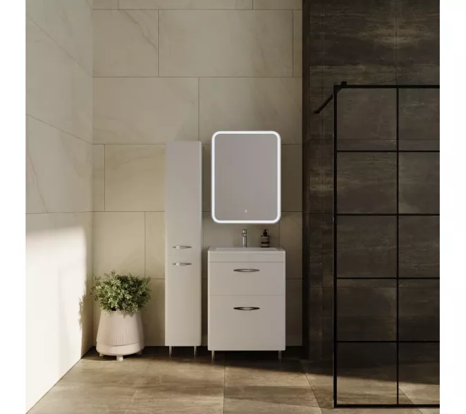 Тумба напольная с раковиной Style Line Каре (2 ящ.) Люкс белая, PLUS, Выбрать размер: 60, изображение 6