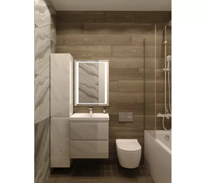 Тумба подвесная с раковиной Style Line Даймонд Люкс Plus, Выбрать размер: 60, Выбрать цвет: Белый, изображение 5