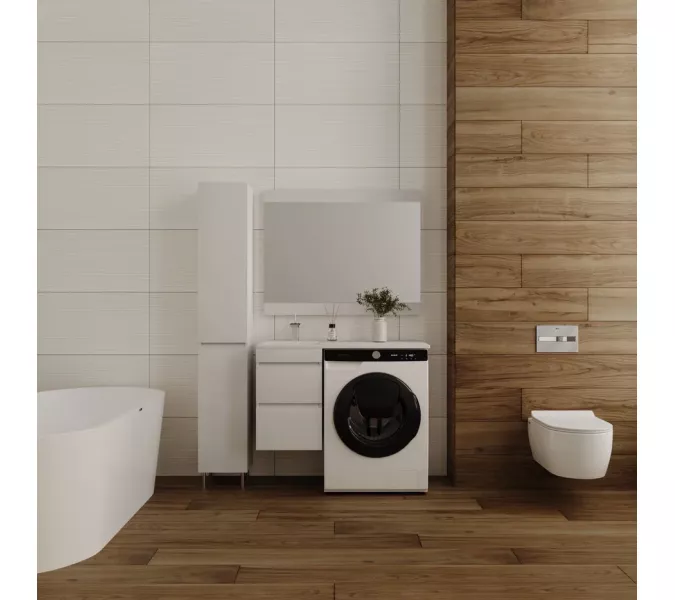 Тумба подвесная Style Line с раковиной  Даллас Люкс белая, PLUS, Выбрать размер: 100