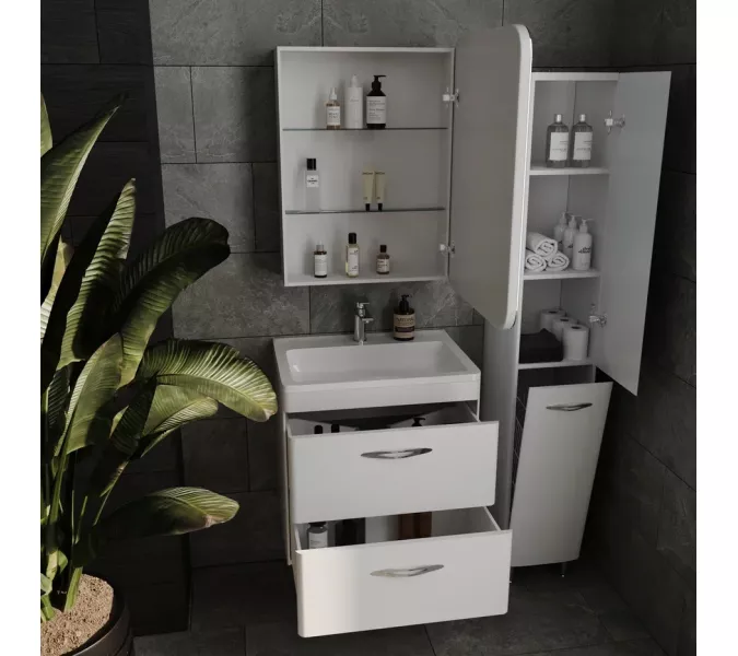 Тумба подвесная с раковиной Style Line Каре, Выбрать размер: 60, изображение 11