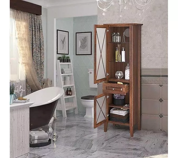 Пенал напольный OPADIRIS Палермо левый/правый,  светлый орех, Выбрать цвет: Светлый орех, Ориентация: Левая, изображение 3