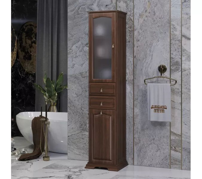 Пенал OPADIRIS Риспекто-40 левый/правый С БЕЛЬЕВОЙ КОРЗИНОЙ, орех антикварный, Выбрать цвет: Орех антикварный, Ориентация: Левая, изображение 2