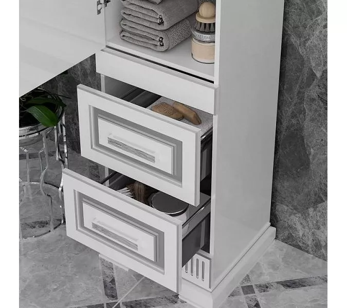 Пенал OPADIRIS Оникс правый/левый, Белый глянцевый с серебряной патиной, Выбрать цвет: Белый/серебро, Ориентация: Левая, изображение 4