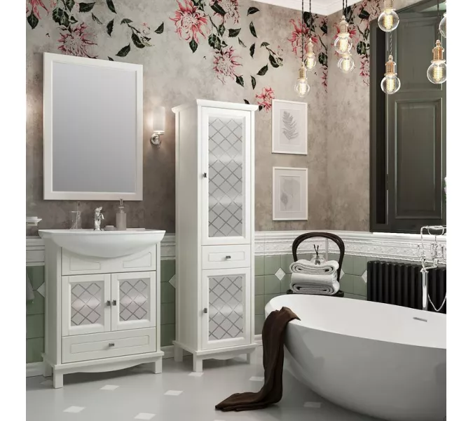 Пенал напольный OPADIRIS Омега  слон.кость, Выбрать цвет: Слоновая кость, Ориентация: Левая, изображение 3