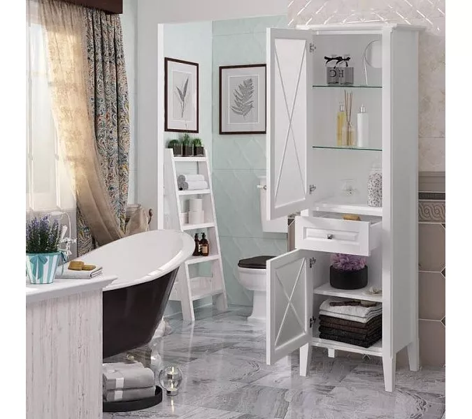 Пенал напольный OPADIRIS Палермо левый/правый  белый матовый, Выбрать цвет: Белый, Ориентация: Левая, изображение 4