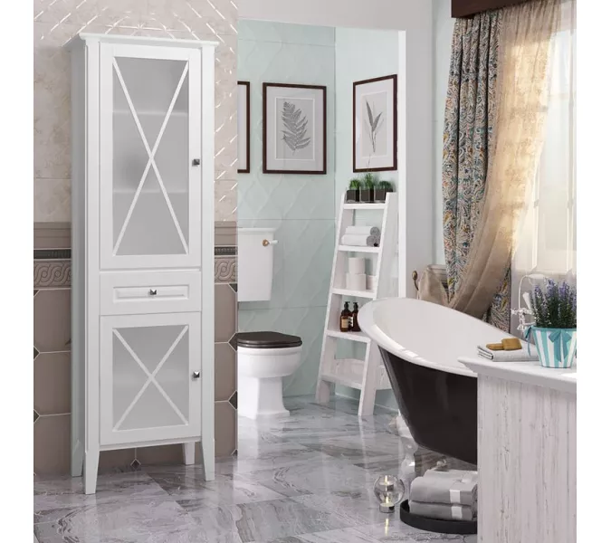 Пенал напольный OPADIRIS Палермо левый/правый  белый матовый, Выбрать цвет: Белый, Ориентация: Левая, изображение 2