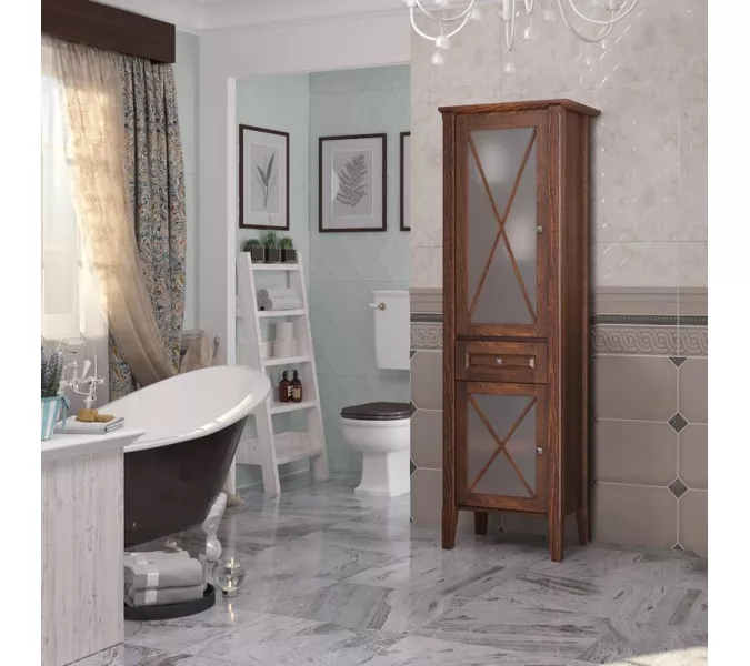 Пенал напольный OPADIRIS Палермо левый/правый,  светлый орех, Выбрать цвет: Светлый орех, Ориентация: Левая, изображение 2