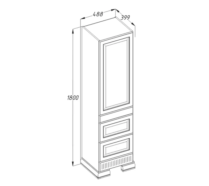 Пенал OPADIRIS Оникс левый/правый, Белый глянцевый с золотой патиной, Выбрать цвет: Белый/золото, Ориентация: Левая, изображение 6