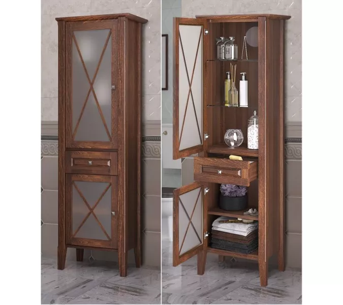 Пенал напольный OPADIRIS Палермо левый/правый,  светлый орех, Выбрать цвет: Светлый орех, Ориентация: Левая, изображение 5