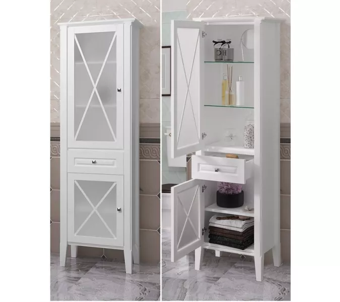 Пенал напольный OPADIRIS Палермо левый/правый  белый матовый, Выбрать цвет: Белый, Ориентация: Левая, изображение 5