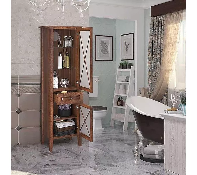 Пенал напольный OPADIRIS Палермо левый/правый,  светлый орех, Выбрать цвет: Светлый орех, Ориентация: Правая, изображение 3