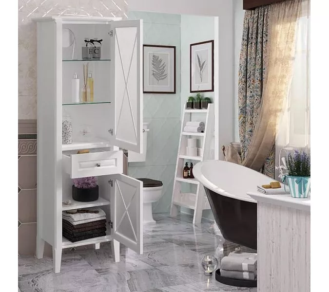 Пенал напольный OPADIRIS Палермо левый/правый  белый матовый, Выбрать цвет: Белый, Ориентация: Правая, изображение 4