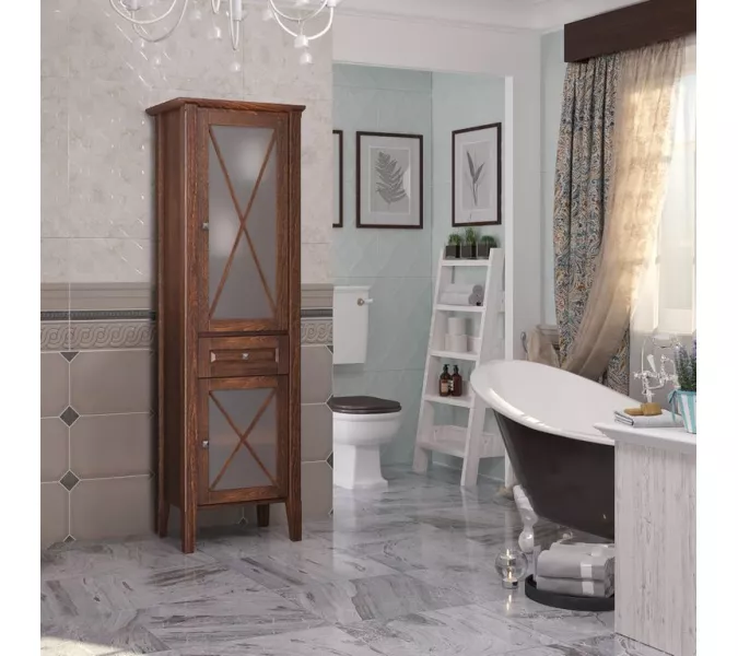 Пенал напольный OPADIRIS Палермо левый/правый,  светлый орех, Выбрать цвет: Светлый орех, Ориентация: Правая, изображение 2