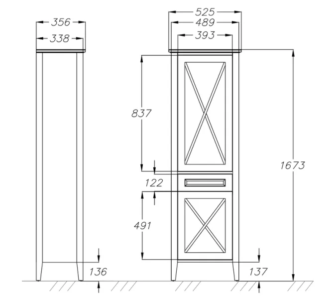 Пенал напольный OPADIRIS Палермо левый/правый,  светлый орех, Выбрать цвет: Светлый орех, Ориентация: Правая, изображение 8
