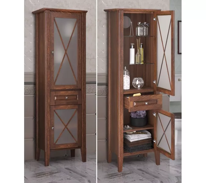 Пенал напольный OPADIRIS Палермо левый/правый,  светлый орех, Выбрать цвет: Светлый орех, Ориентация: Правая, изображение 5