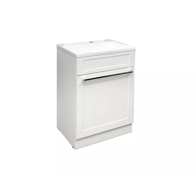 Тумба напольная ACWEN СОФИЯ 60  белая с раковиной Океан, ручки хром/черный, Внешний вид: ручка Хром, изображение 9