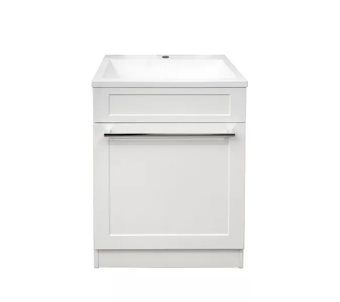 Тумба напольная ACWEN СОФИЯ 60  белая с раковиной Океан, ручки хром/черный, Внешний вид: ручка Хром, изображение 8
