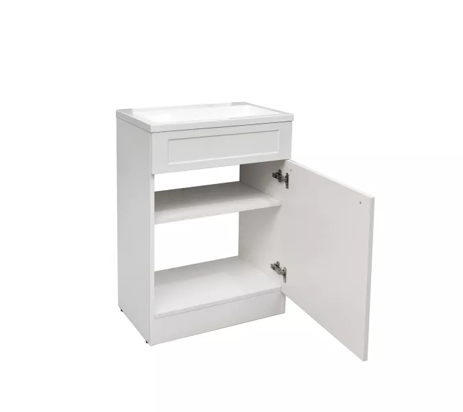 Тумба напольная ACWEN СОФИЯ 60  белая с раковиной Океан, ручки хром/черный, Внешний вид: ручка Хром, изображение 10