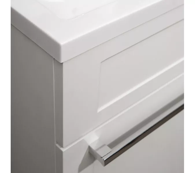 Тумба напольная ACWEN СОФИЯ 60  белая с раковиной Океан, ручки хром/черный, Внешний вид: ручка Хром, изображение 11