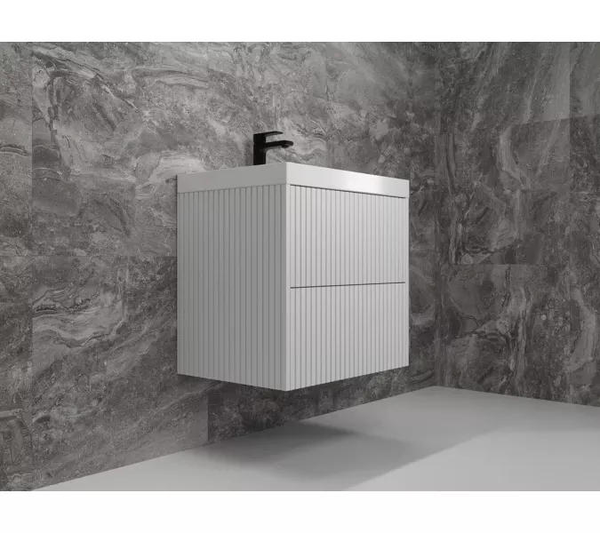 Тумба подвесная "Стокгольм ",с раковиной Classic , (2 ящ.) белый рифленый софт, PUSH, Выбрать цвет: Белый, Выбрать размер: 60, изображение 2