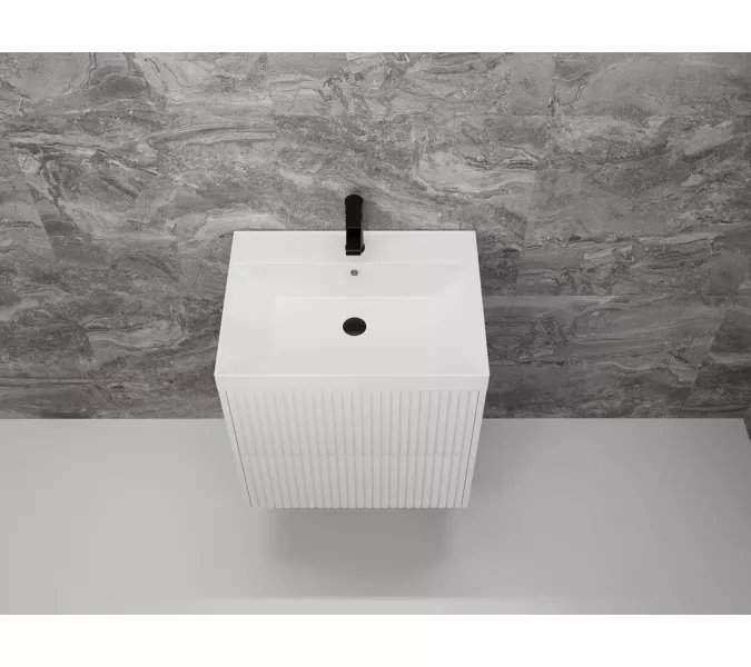 Тумба подвесная "Стокгольм ",с раковиной Classic , (2 ящ.) белый рифленый софт, PUSH, Выбрать цвет: Белый, Выбрать размер: 60, изображение 3