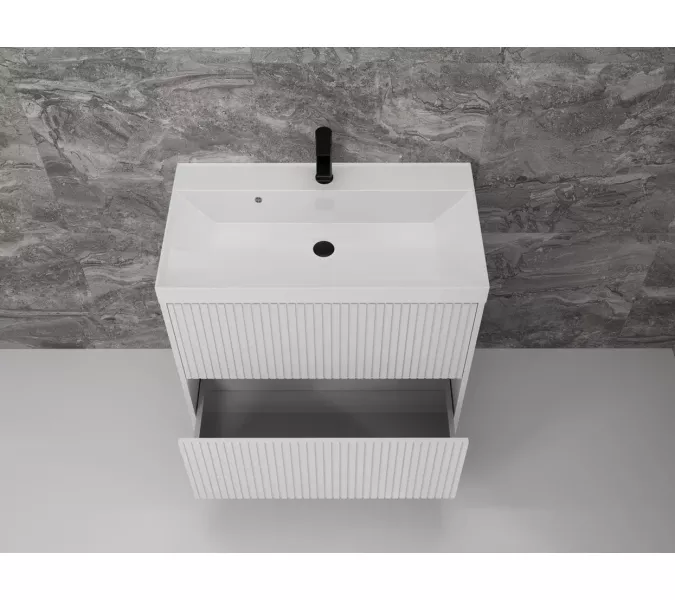 Тумба напольная "Стокгольм 80" с раковиной Classic , (2 ящ.) белый рифленый софт, PUSH, Выбрать размер: 80, изображение 5