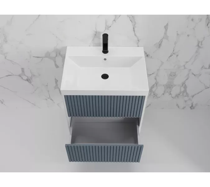 Тумба подвесная "Стокгольм "с раковиной Classic , (2 ящ.) графит софт, PUSH, Выбрать цвет: Графит, Выбрать размер: 60, изображение 6