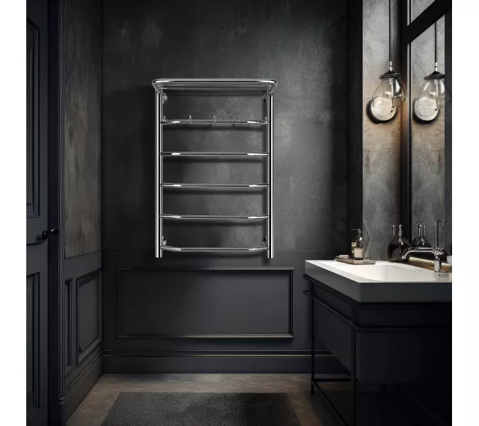 Полотенцесушитель Secado Агата 1 КСП , с крючками и  полочкой, водяной, хром, Выбрать размер: 40х60, изображение 3