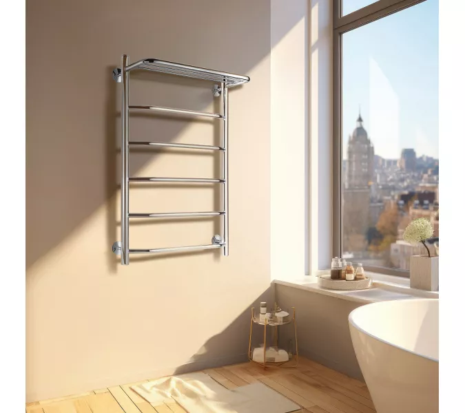 Полотенцесушитель Secado Агата 1 СП, с полочкой, водяной, хром, Выбрать размер: 40х60, изображение 3