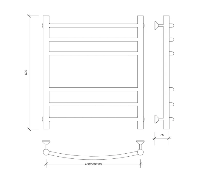 Полотенцесушитель Secado Милан 3 водяной, хром, Выбрать размер: 40х60, изображение 2