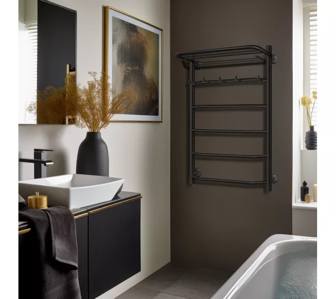 Полотенцесушитель Secado Агата 1 КСП , с крючками и  полочкой, водяной, хром, Выбрать размер: 40х60, изображение 4