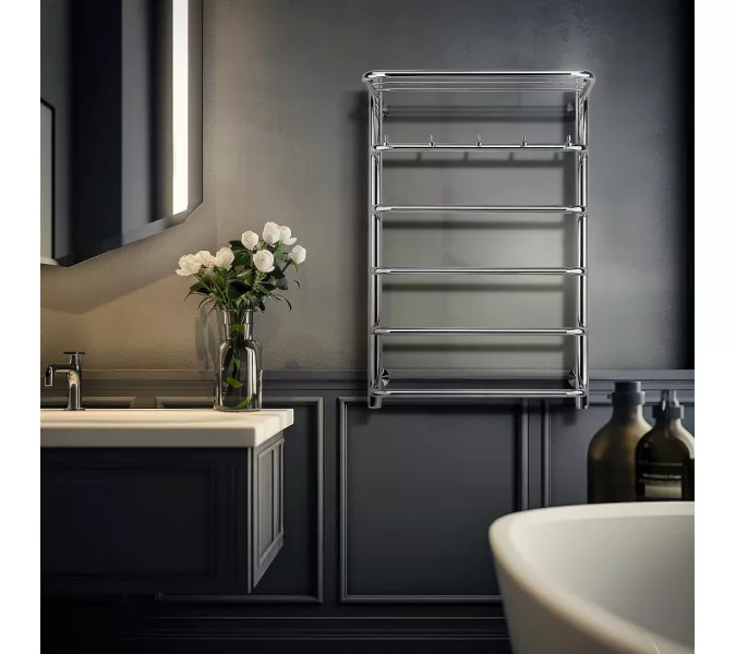 Полотенцесушитель Secado Мерида 1 КСП с крючками и полочкой, водяной, хром, Выбрать размер: 40х60, изображение 3