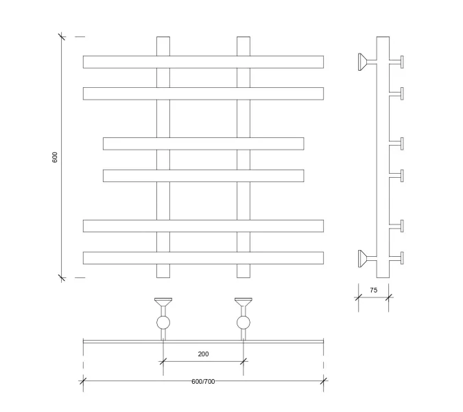 Полотенцесушитель Secado Понтида 2  водяной, хром, Выбрать размер: 60х60, изображение 2